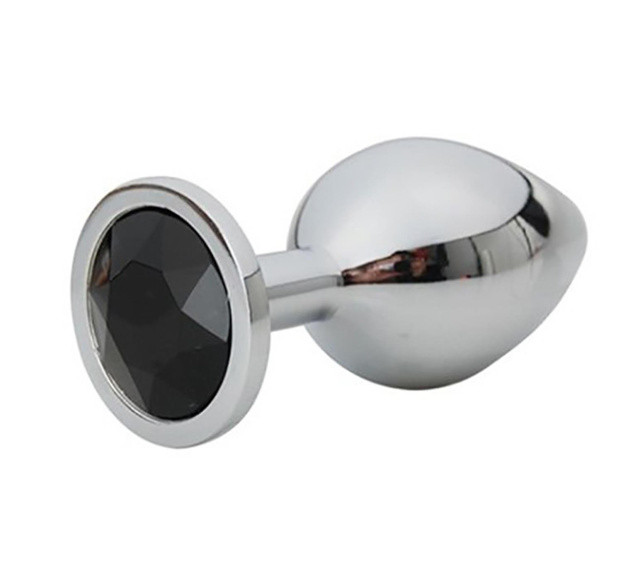 Fantasy Silver Butt Plug Diamond S - Korek analny, Czarny, 7 cm, S