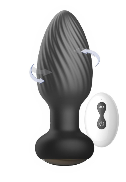 B - Series Cute Retating Remote - Korek analny, Czarny, 9.8 cm