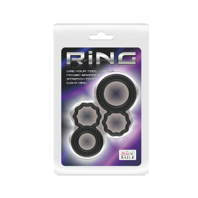 Эрекционное кольцо Baile Cock Rings, набор 2 шт (черный)