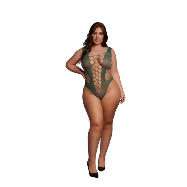 Боди Le Désir V-Neck, Plus Size (зеленый)