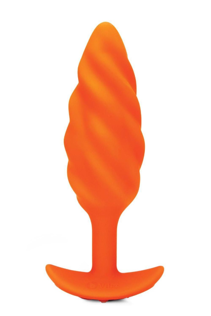 B-Vibe Swirl Texture Plug - Korek analny, Pomarańczowy, 13.5 cm