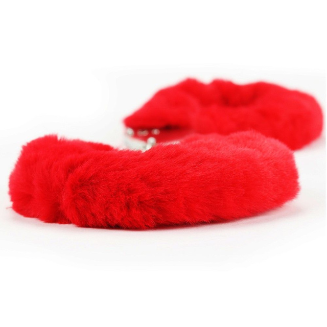 Lovetoy Fluffy Handcuffs - Kajdanki, Czerwony