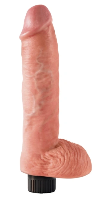 Реалистичный вибратор King Cock With Balls 10", 29 см (телесный)