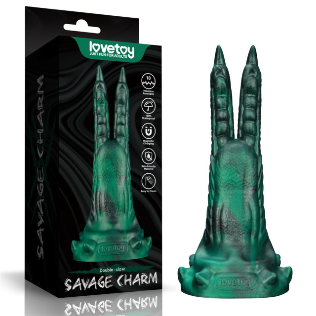 Вібратор Double-Claw Savage Charm, 19.4 см (зелений)