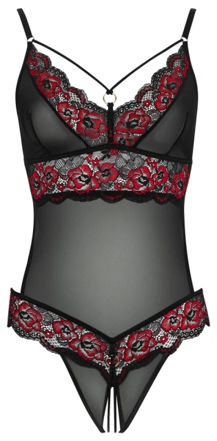 Боді Cottelli Collection Crotchless otwarte, S/M (чорний)