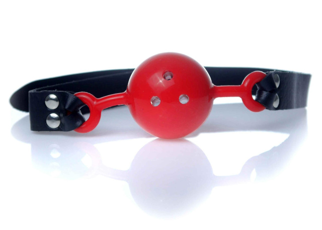 Fetish B - Series Ball Gag - Knebel z kulką, Czarny-Czerwony, 52 cm