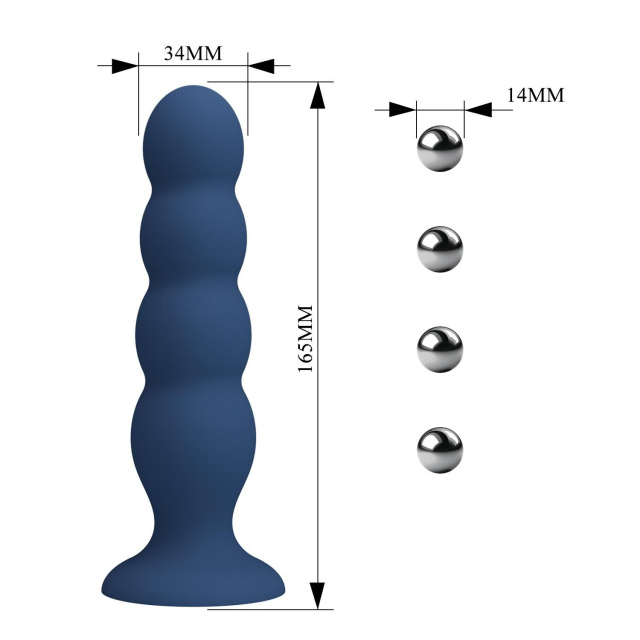 Mr. Play 4 Metal Balls - Korek analny, Niebieski, 16.5 cm