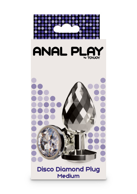 NS Novelties Disco Diamond Plug Medium - Korek analny, Srebro, 8, 2 cm, M