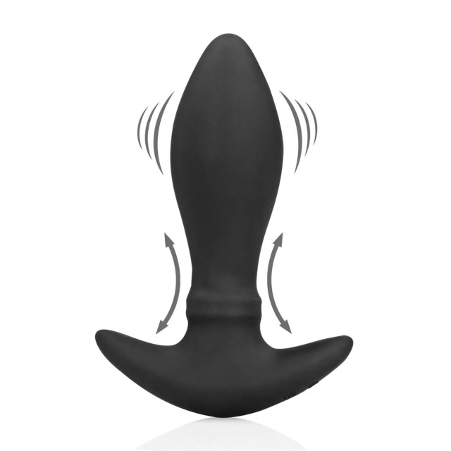 Fist It The Ass - Anal Self Penetrating Stretcher - Wibrator analny, Czarny, 12 cm