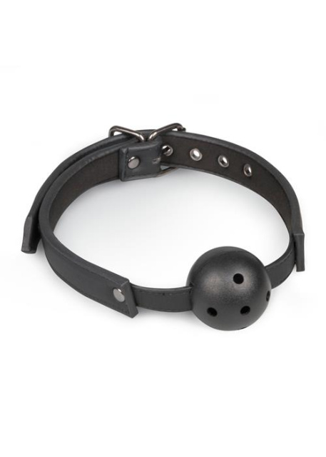 Easytoys Ball Gag Plastic Gag With Air Holes - Knebel z kulką, Czarny, 61.5 cm