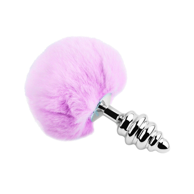 Alive Metal Anal Fluffy Twist Plug - Korek analny, Liliowy, 9 cm