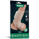 Насадка на пенис с вибрацией Knights Ring Vibrating Wave With Scrotum Sleeve, 14 см (белый)