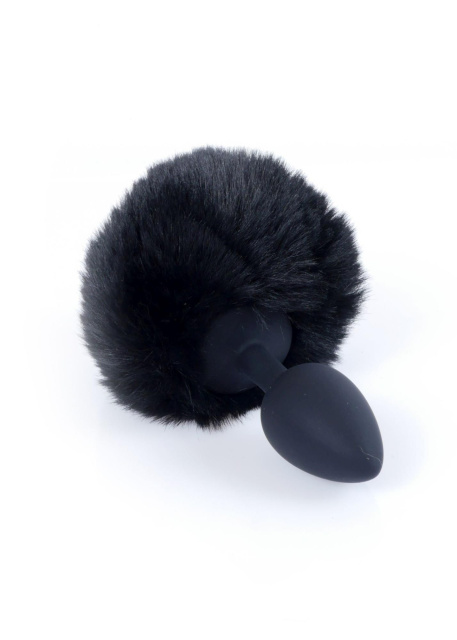 Анальна пробка Boss Jewellery Silicon Bunny Tail, 6,5 см (чорний)