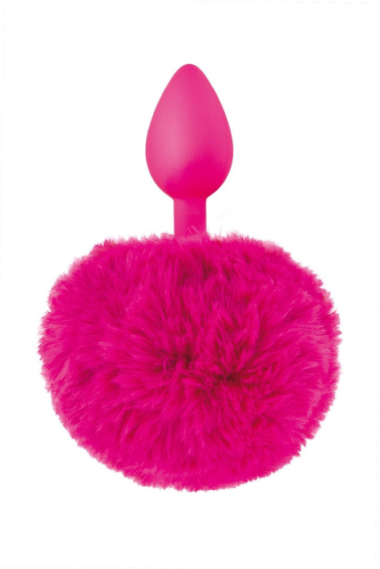 Sweet Caress Pompom Fuchsia Anal Plug - Korek analny, Fuksja, 12 cm