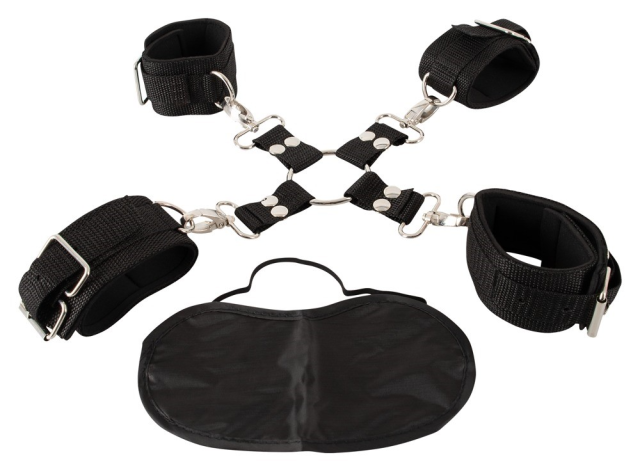 Фіксатори з наручниками Pipedream Heavy-Duty Hogtie Kit (чорний)