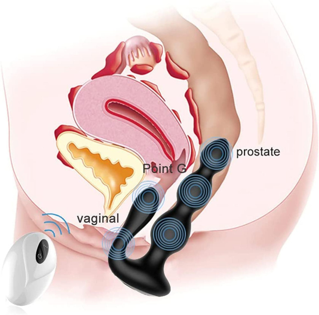 B - Series Cute Anal Beads - Korek analny, Czarny, 18 cm