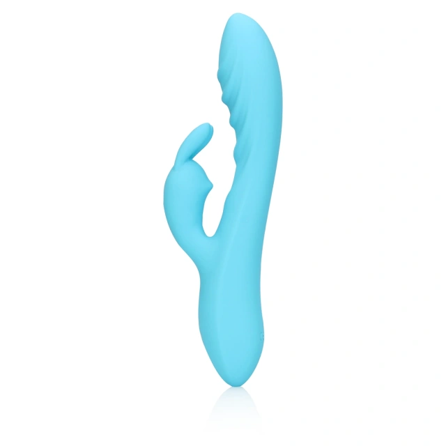 Вибратор-кролик Loveline Ribbed Ultra Soft Silicone, 21 см (голубой)