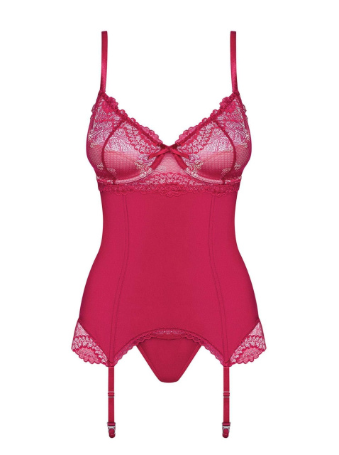 Gorset i stringi Obsessive Rosalyne, S/M (czerwony)